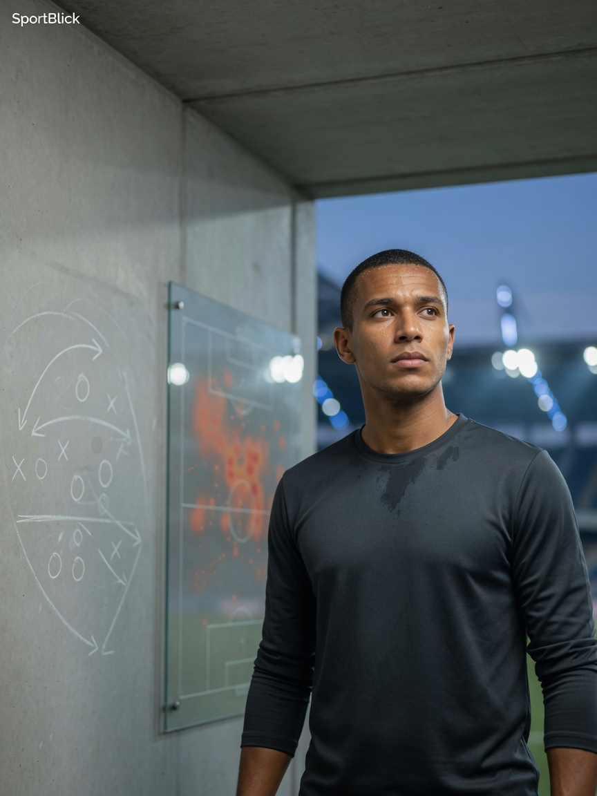 Editorial sports portrait of an anonymous professional soccer player in a stadium tunnel at